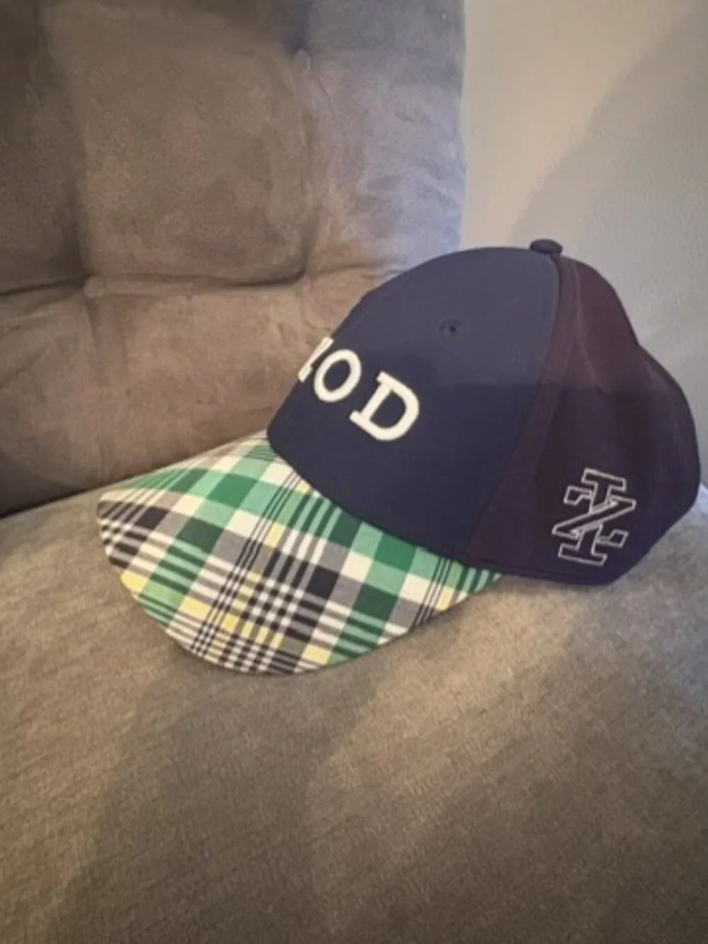 IZOD Navy Blue Plaid Brim Baseball/Golf Embroidered Logo Hat